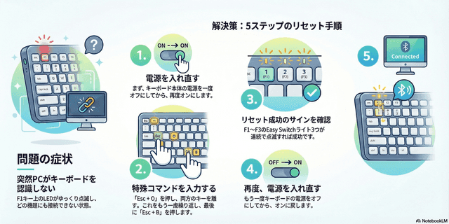 ロジクールK380sキーボードがつながらない時のリセット方法