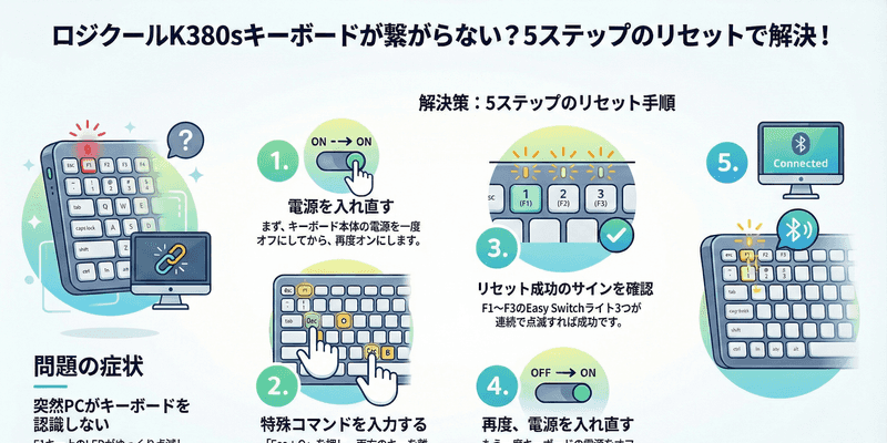 ロジクールK380sキーボードがつながらない時のリセット方法